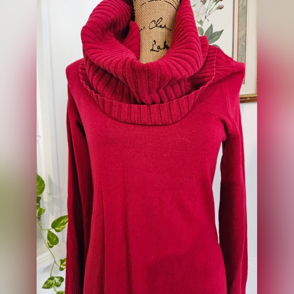 INC International Concepts Womens Red Pullover Turtleneck Sweater dress Sz L - Picture 2 of 4
